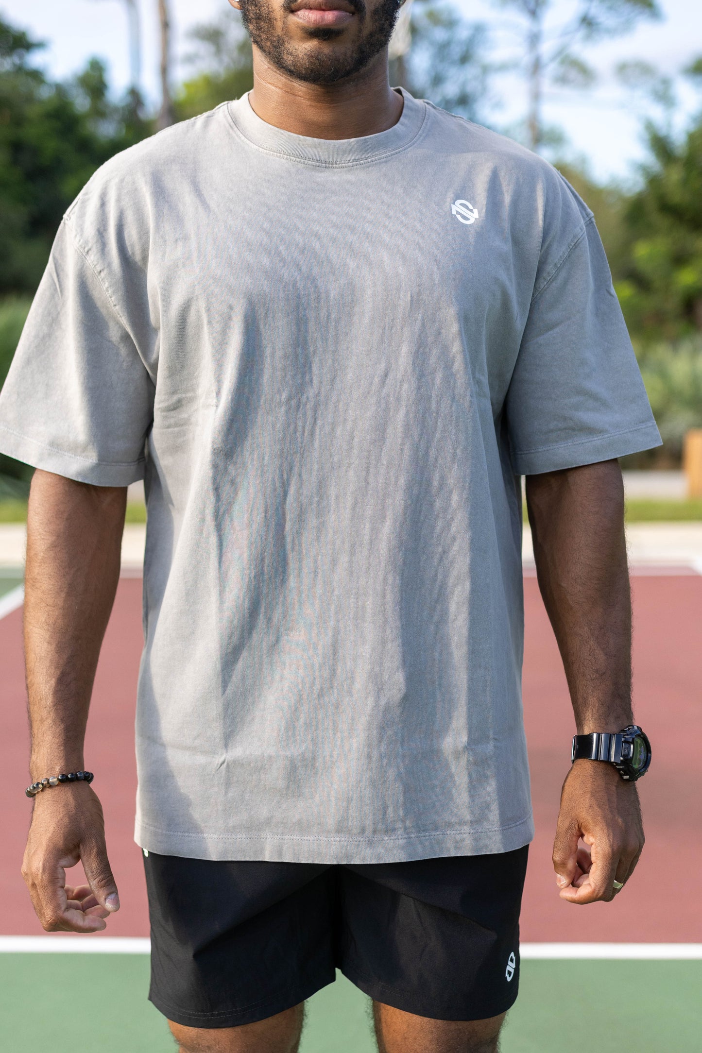 Oversized Athletic Club Tee - Washed Light Gray