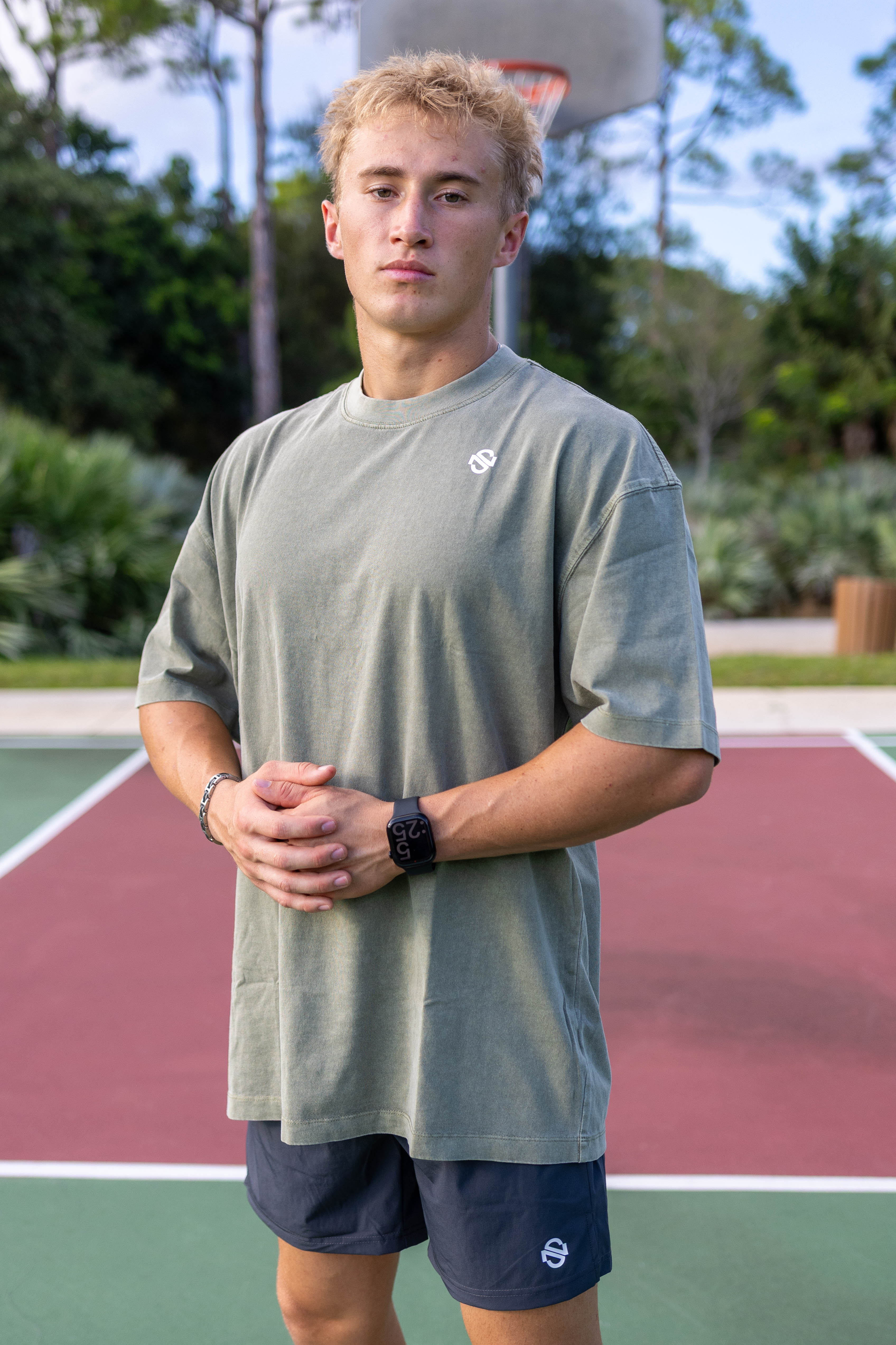 Oversized Athletic Club Tee - Washed Green