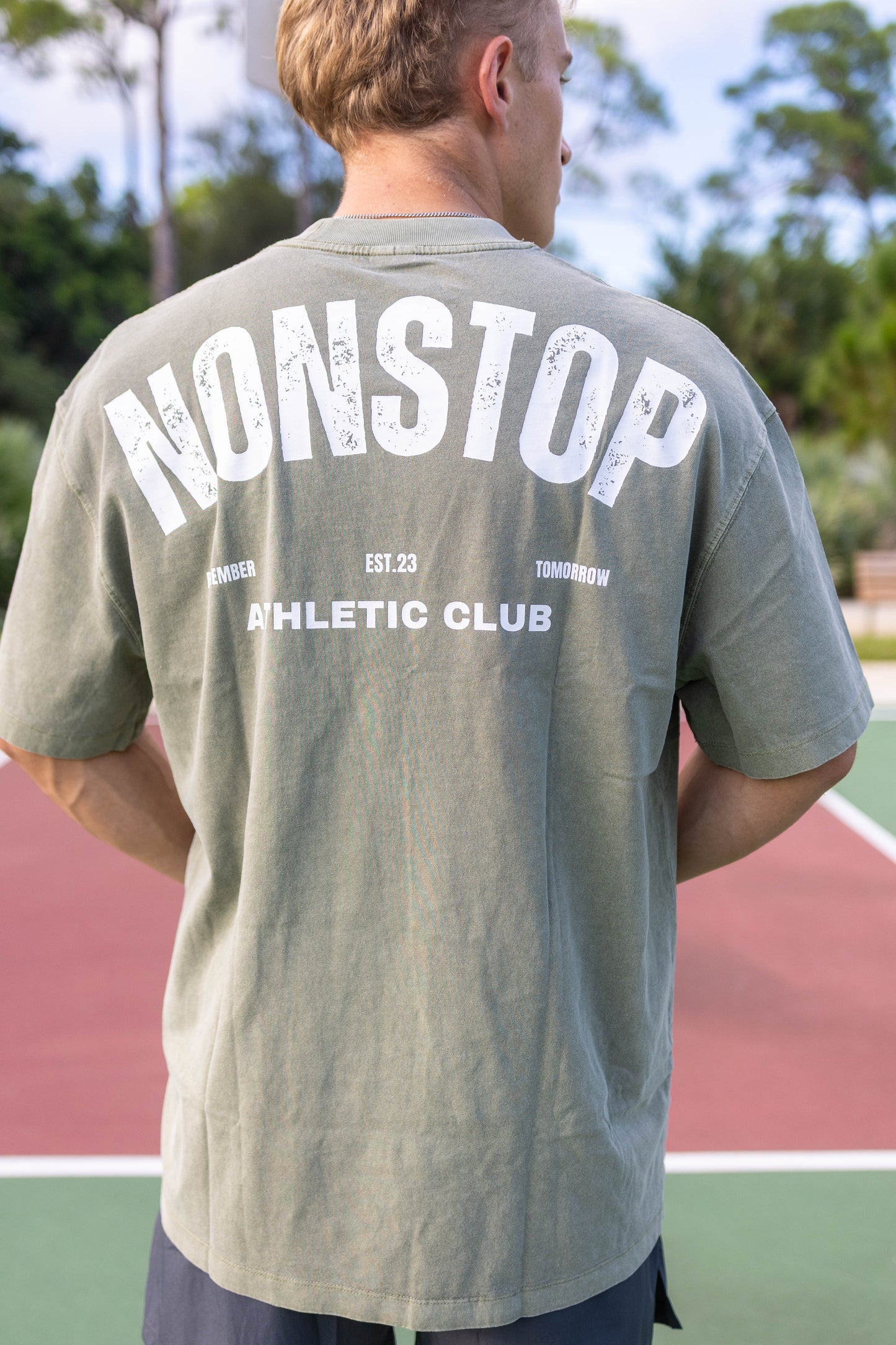 Oversized Athletic Club Tee - Washed Green