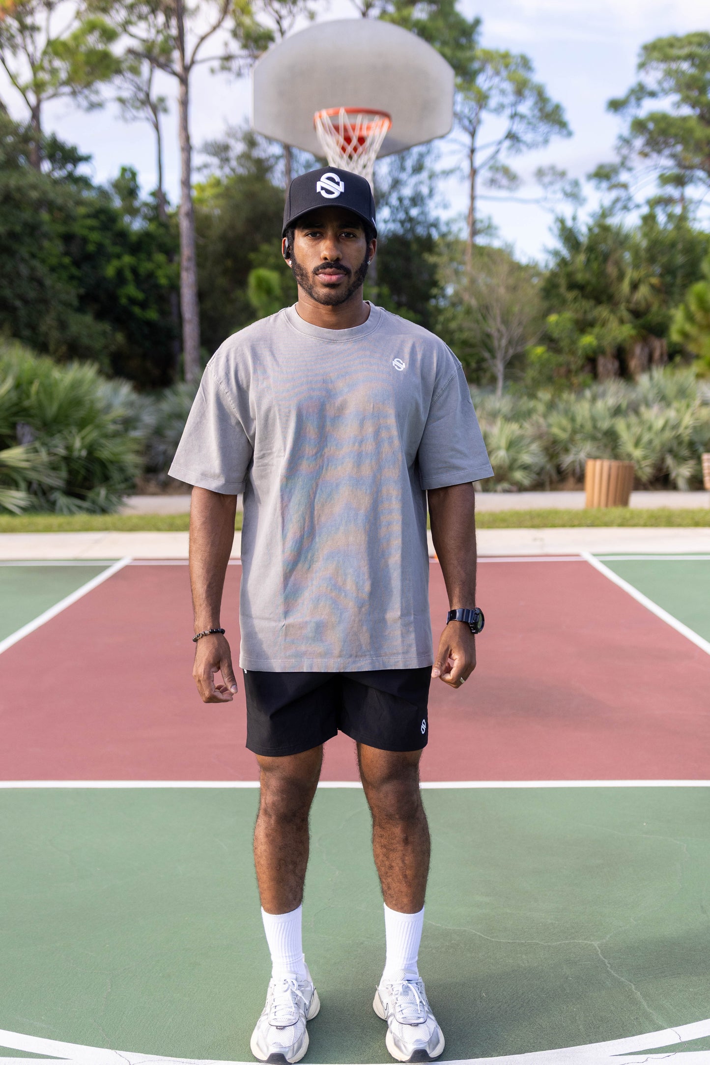 Oversized Athletic Club Tee - Washed Light Gray
