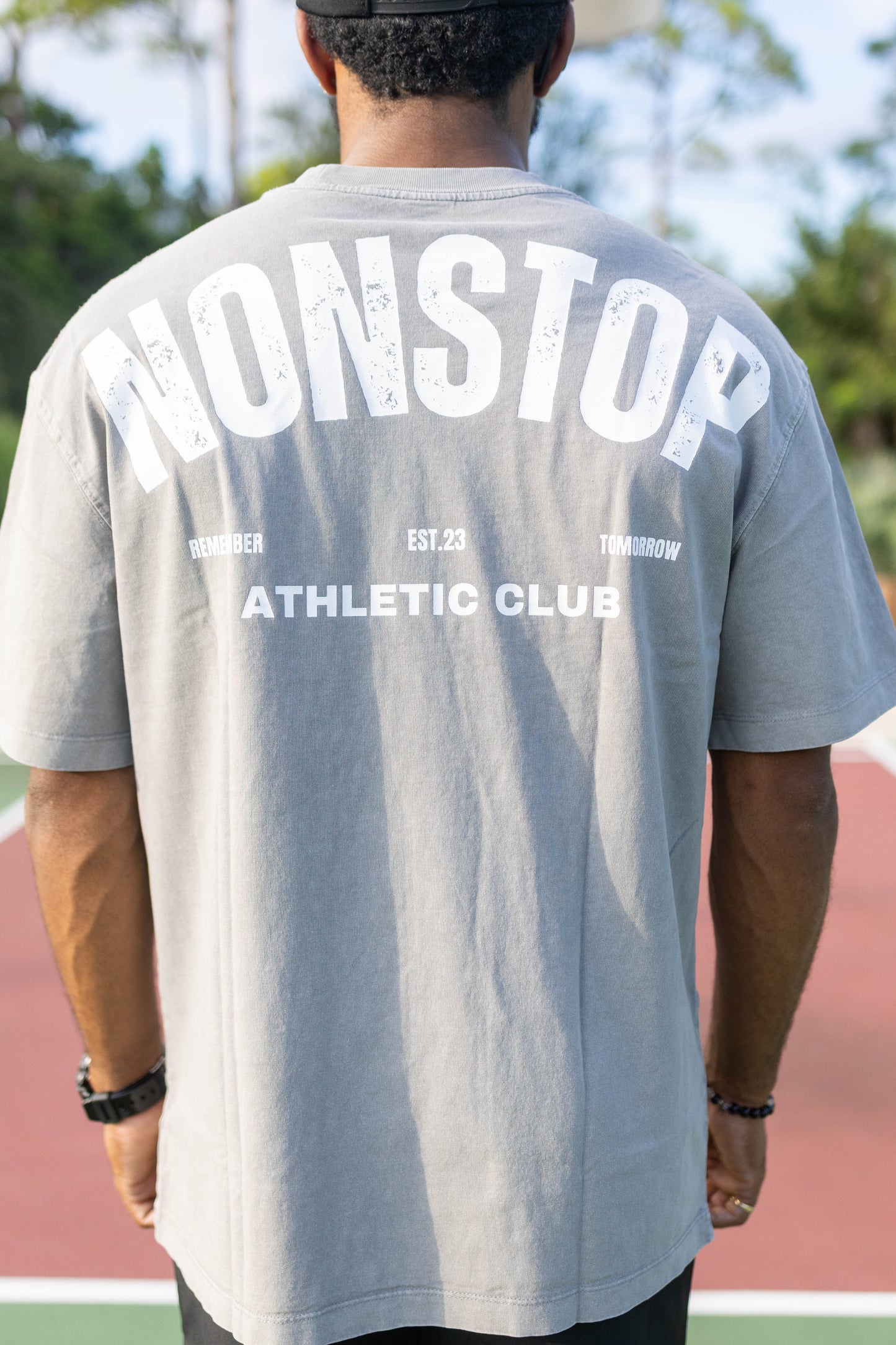 Oversized Athletic Club Tee - Washed Light Gray